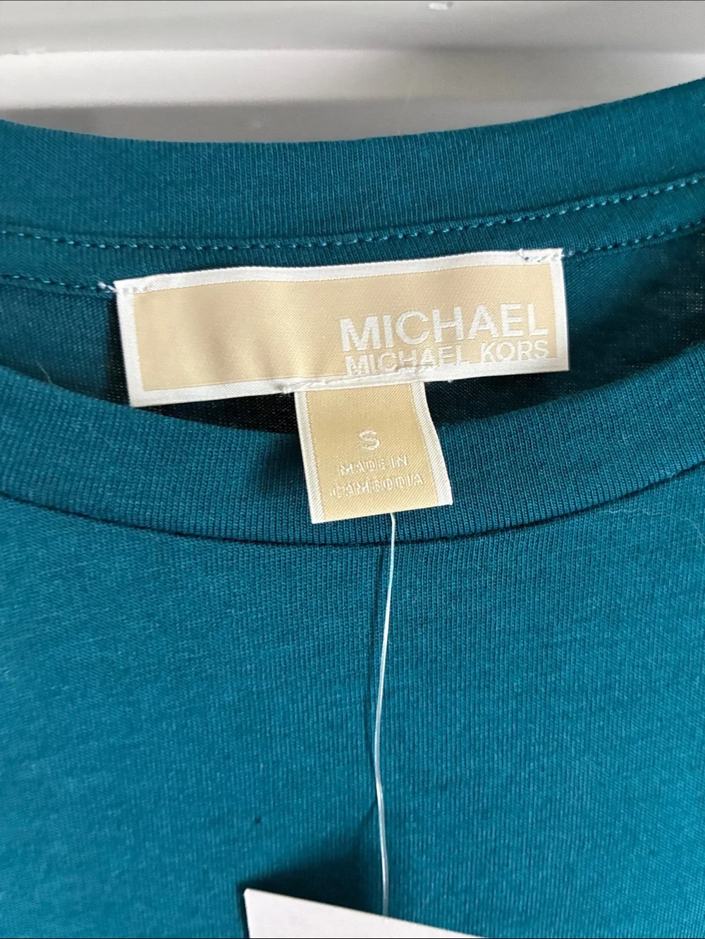 Michael Kors Teal Puff-Sleeve Crewneck Top